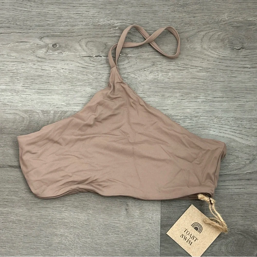 NWT toast swim bikini top size  XS apex‎ women’s halter Brown Tan